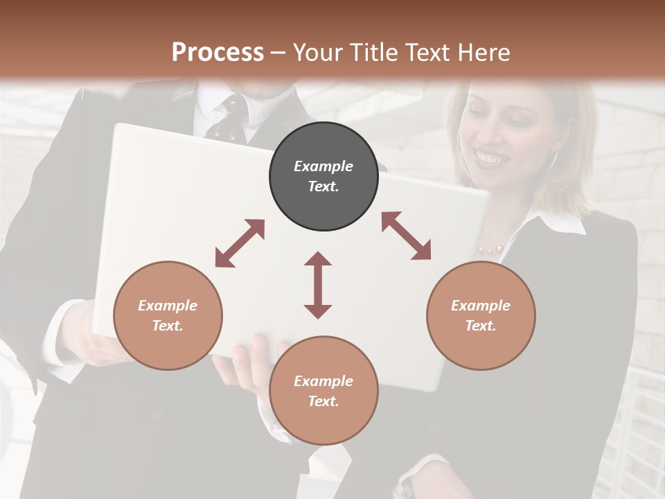 A Man And Woman In Business Attire Holding A Laptop PowerPoint Template