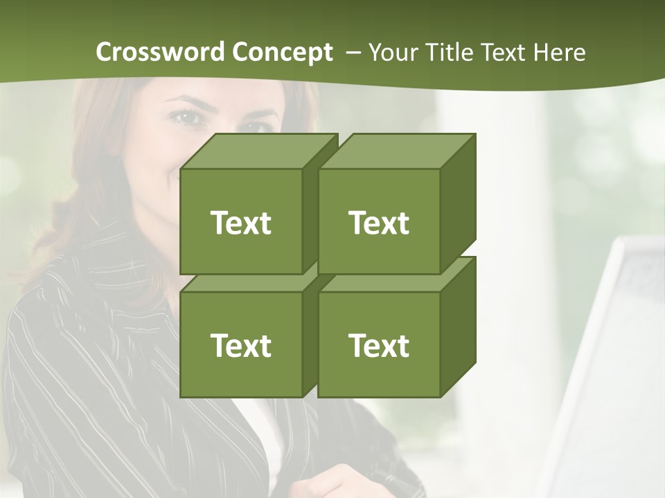 A Woman Sitting At A Desk With A Laptop PowerPoint Template