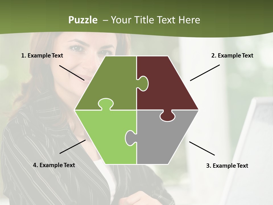 A Woman Sitting At A Desk With A Laptop PowerPoint Template