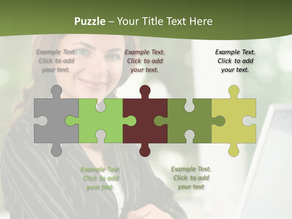 A Woman Sitting At A Desk With A Laptop PowerPoint Template