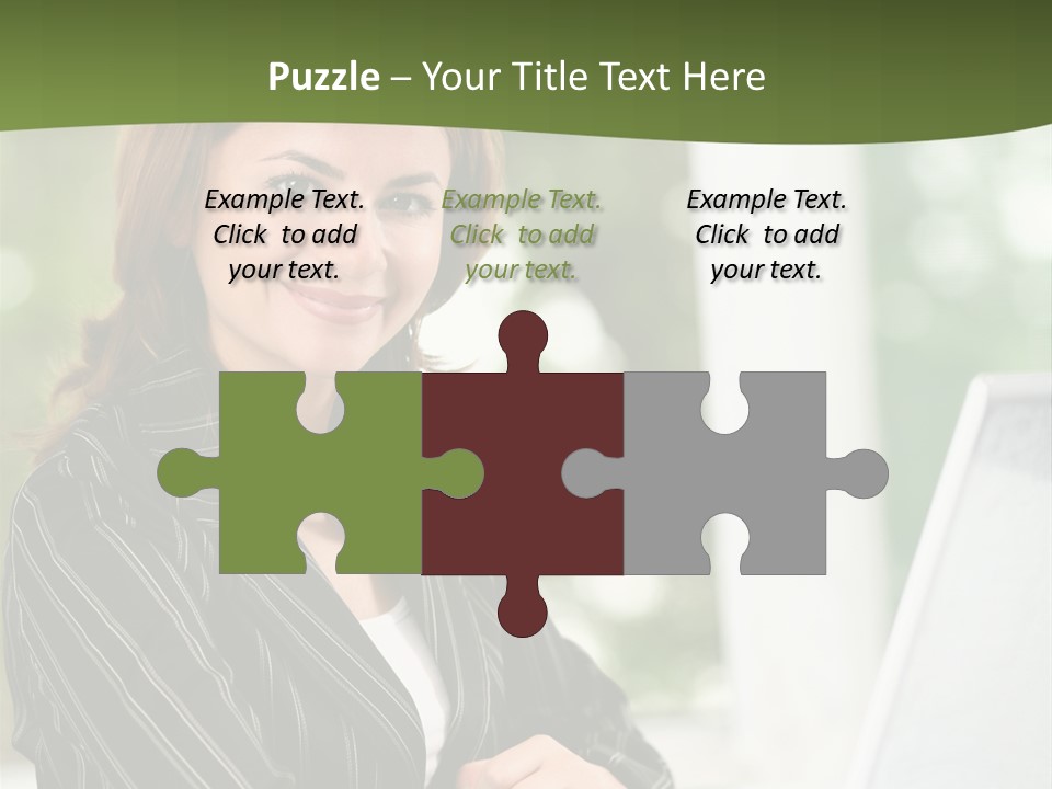 A Woman Sitting At A Desk With A Laptop PowerPoint Template