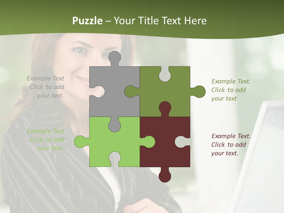 A Woman Sitting At A Desk With A Laptop PowerPoint Template