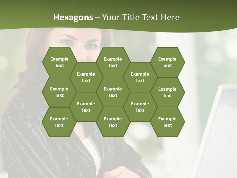 A Woman Sitting At A Desk With A Laptop PowerPoint Template