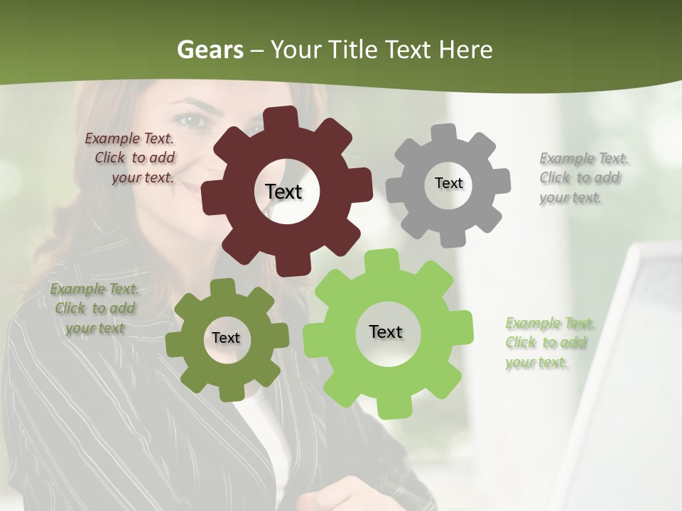 A Woman Sitting At A Desk With A Laptop PowerPoint Template