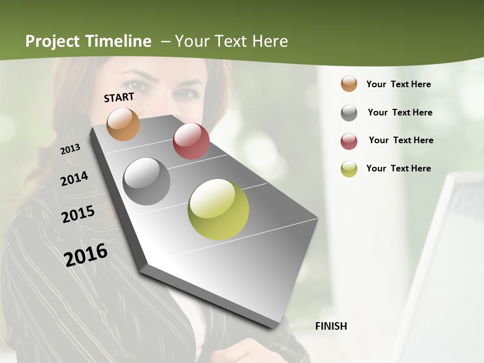 A Woman Sitting At A Desk With A Laptop PowerPoint Template