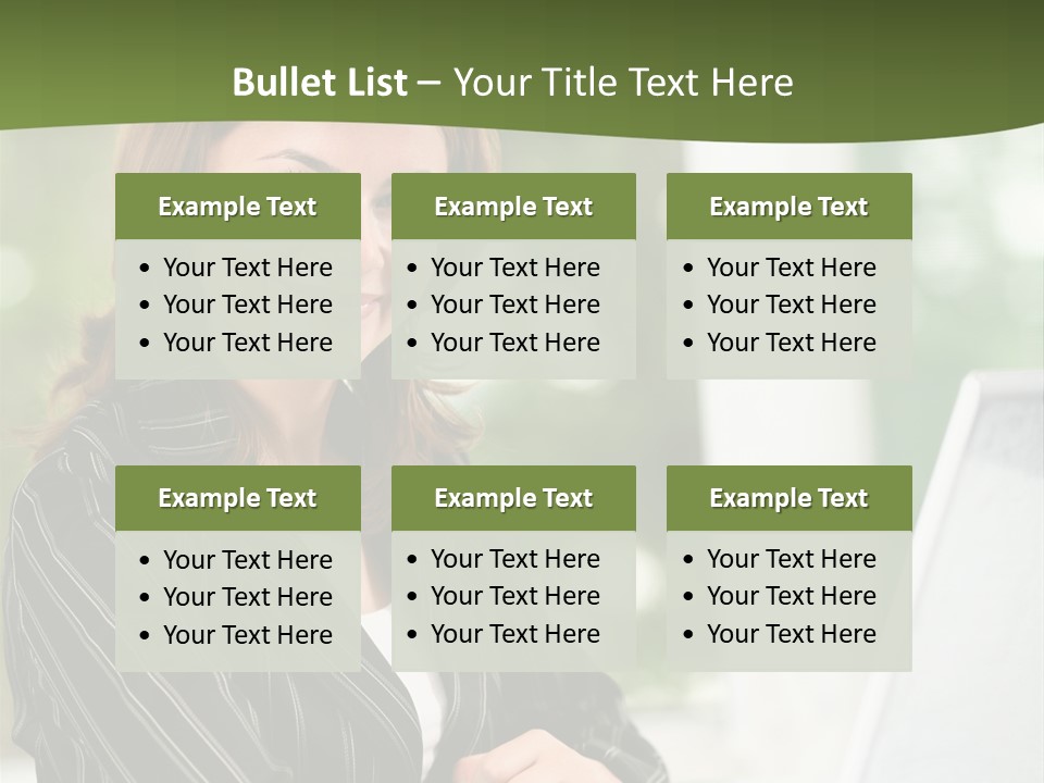 A Woman Sitting At A Desk With A Laptop PowerPoint Template