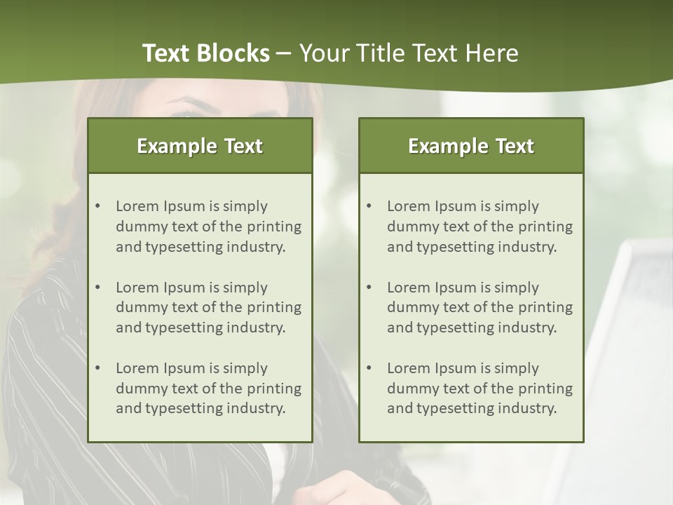 A Woman Sitting At A Desk With A Laptop PowerPoint Template