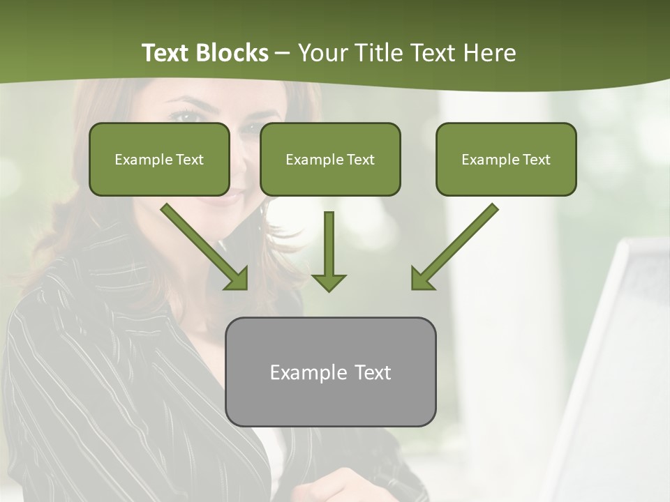 A Woman Sitting At A Desk With A Laptop PowerPoint Template