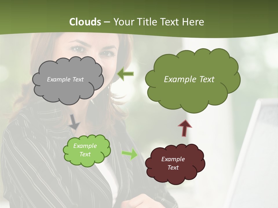 A Woman Sitting At A Desk With A Laptop PowerPoint Template