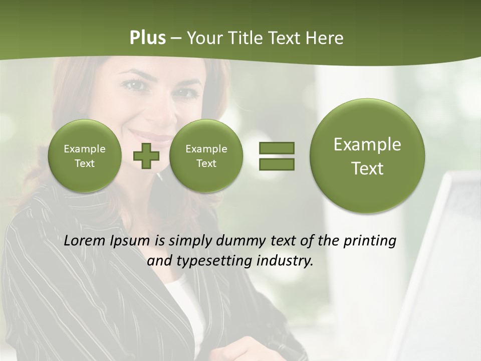 A Woman Sitting At A Desk With A Laptop PowerPoint Template