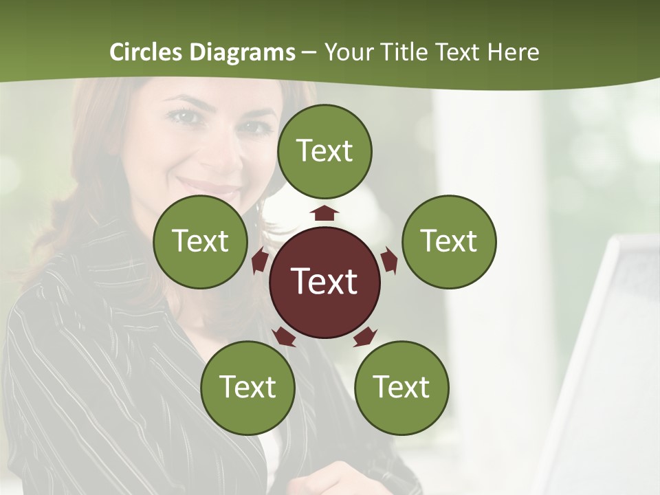 A Woman Sitting At A Desk With A Laptop PowerPoint Template