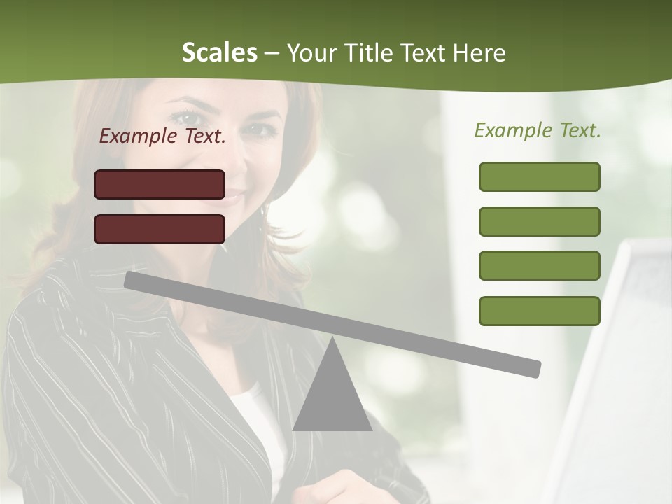 A Woman Sitting At A Desk With A Laptop PowerPoint Template