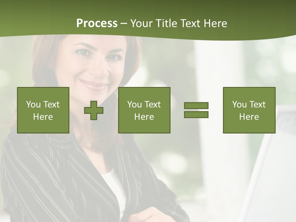 A Woman Sitting At A Desk With A Laptop PowerPoint Template