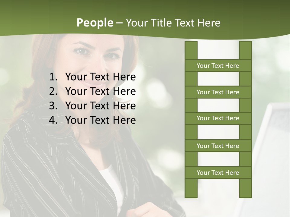 A Woman Sitting At A Desk With A Laptop PowerPoint Template