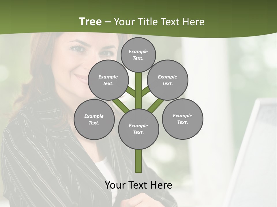 A Woman Sitting At A Desk With A Laptop PowerPoint Template