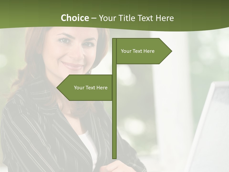 A Woman Sitting At A Desk With A Laptop PowerPoint Template