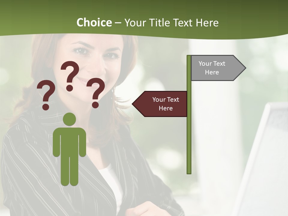 A Woman Sitting At A Desk With A Laptop PowerPoint Template