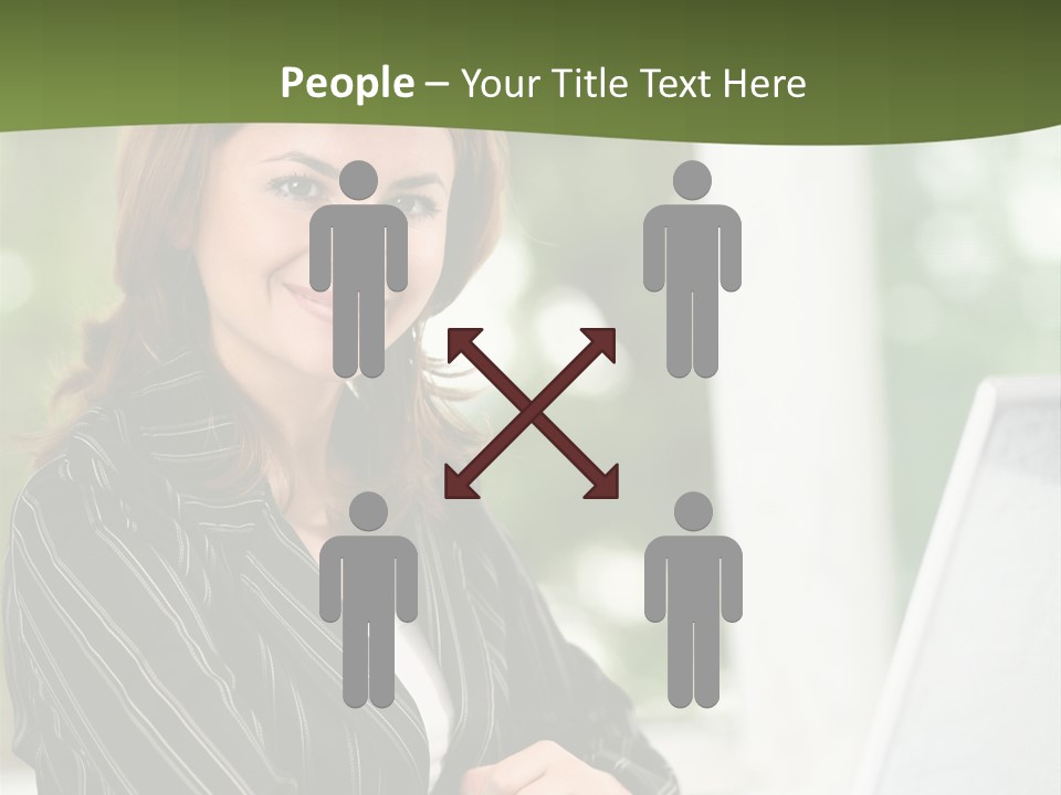 A Woman Sitting At A Desk With A Laptop PowerPoint Template