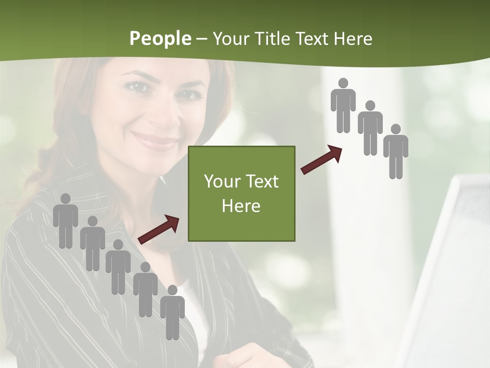 A Woman Sitting At A Desk With A Laptop PowerPoint Template