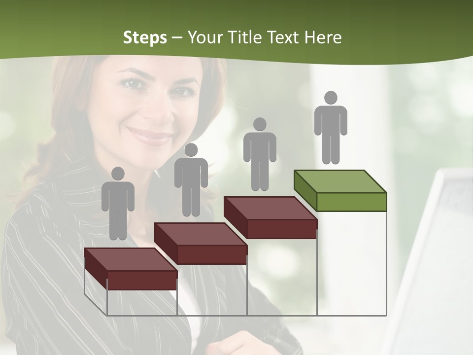 A Woman Sitting At A Desk With A Laptop PowerPoint Template