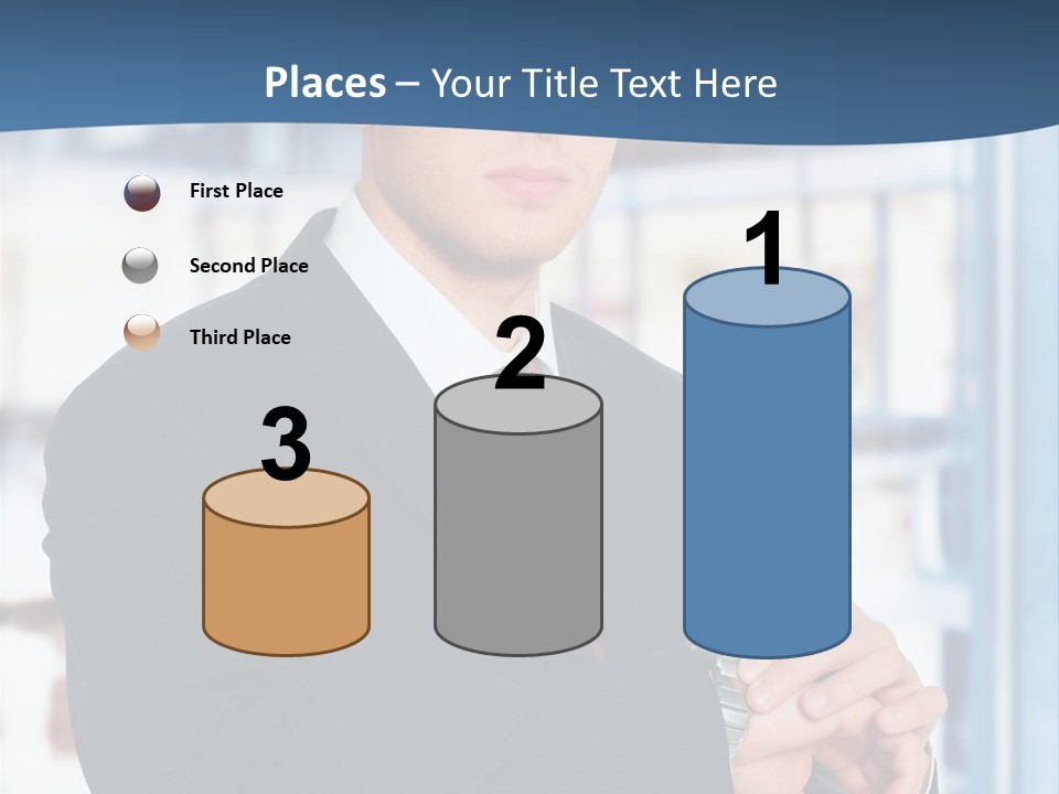 A Man In A Suit And Tie Standing In Front Of A Building PowerPoint Template