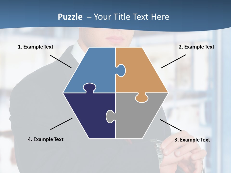 A Man In A Suit And Tie Standing In Front Of A Building PowerPoint Template