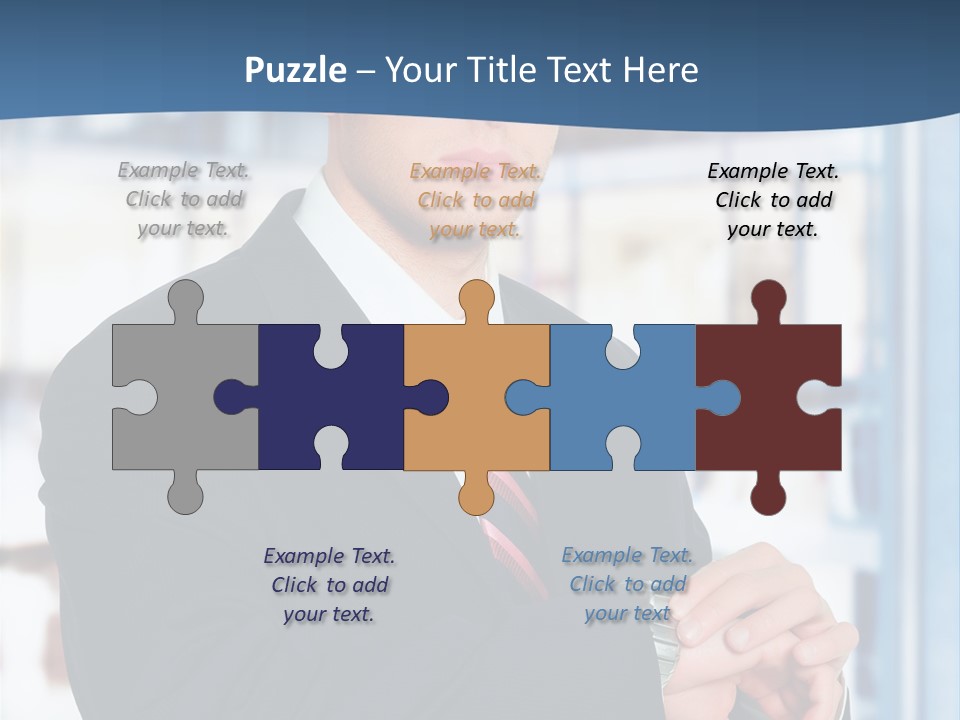 A Man In A Suit And Tie Standing In Front Of A Building PowerPoint Template