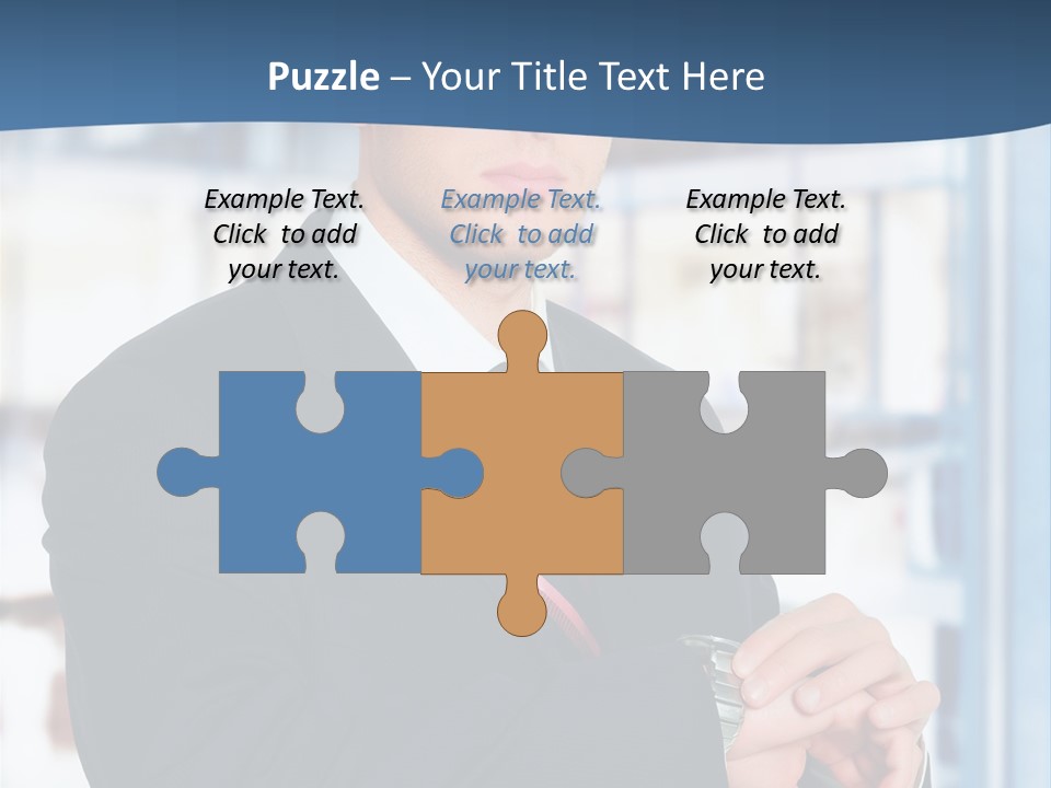 A Man In A Suit And Tie Standing In Front Of A Building PowerPoint Template