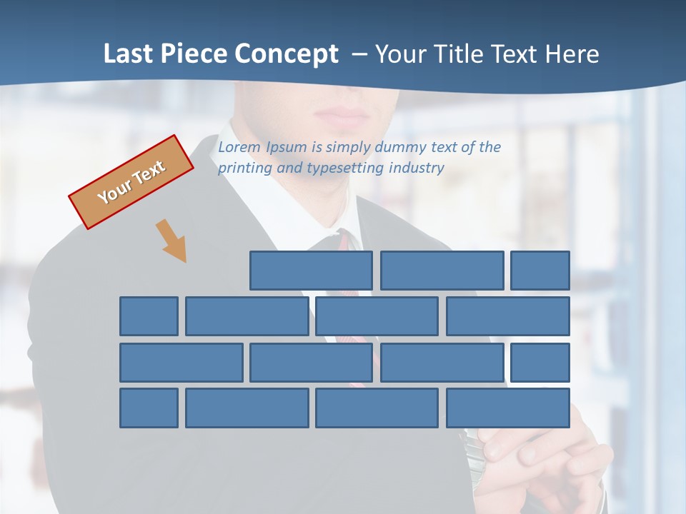 A Man In A Suit And Tie Standing In Front Of A Building PowerPoint Template