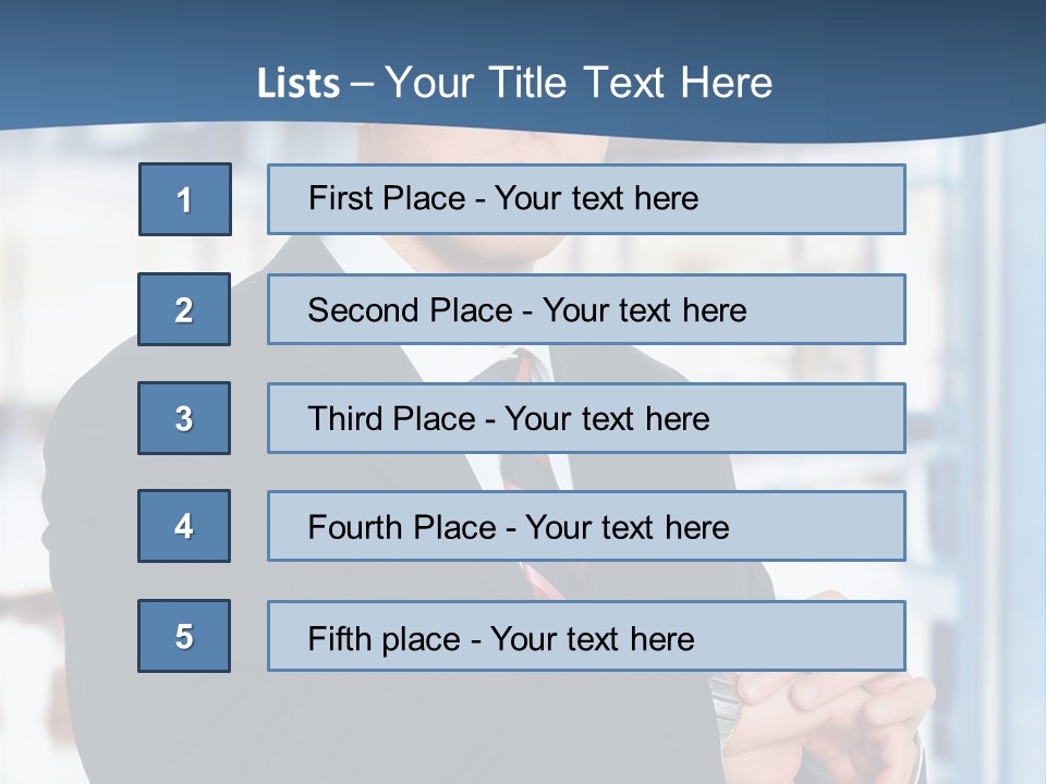 A Man In A Suit And Tie Standing In Front Of A Building PowerPoint Template