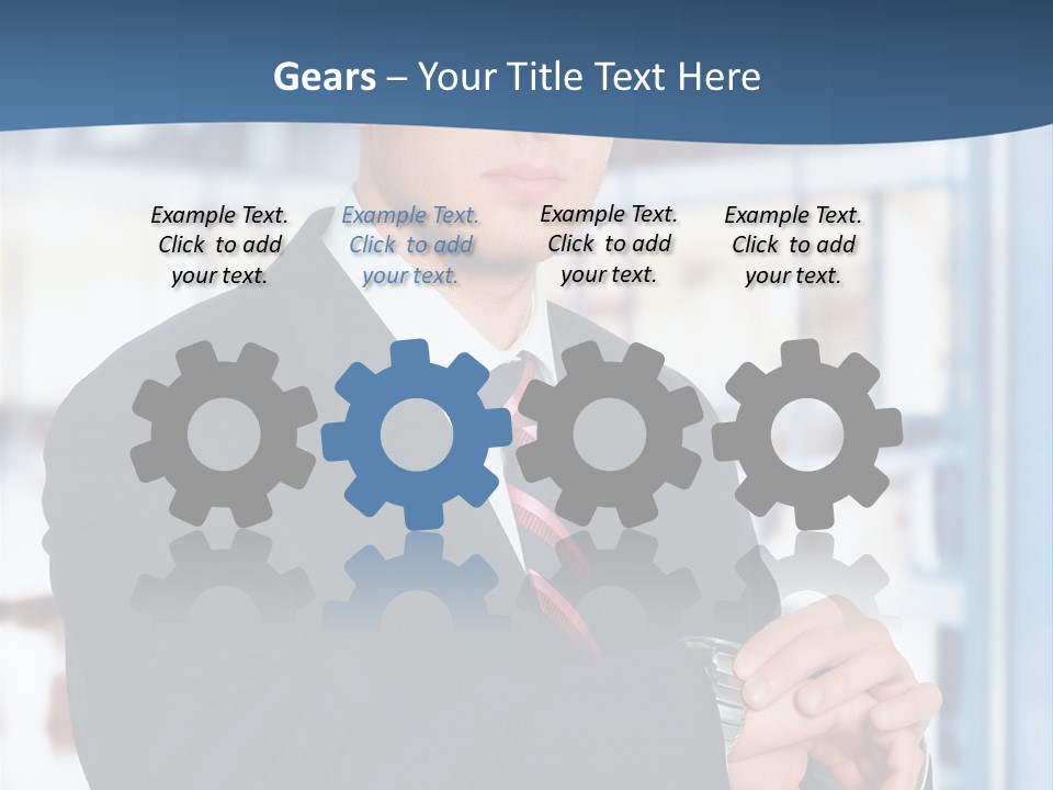 A Man In A Suit And Tie Standing In Front Of A Building PowerPoint Template