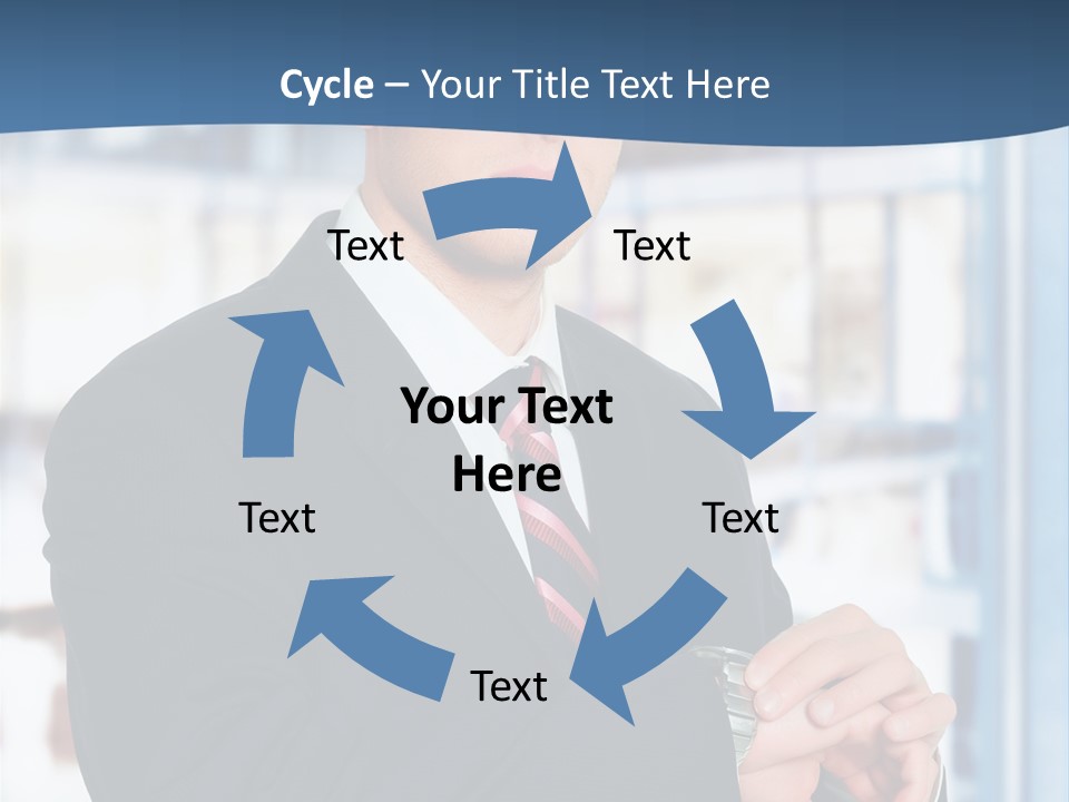 A Man In A Suit And Tie Standing In Front Of A Building PowerPoint Template