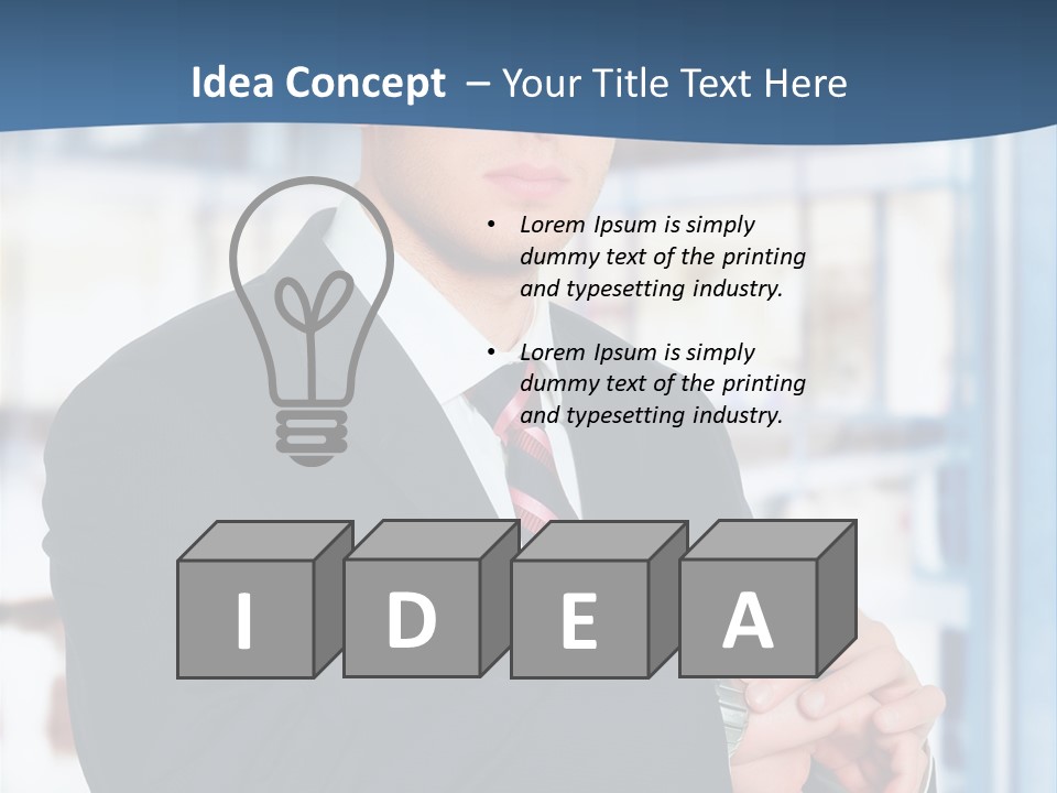 A Man In A Suit And Tie Standing In Front Of A Building PowerPoint Template