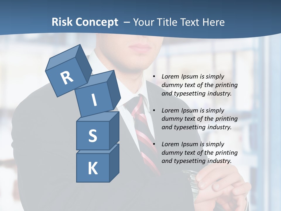 A Man In A Suit And Tie Standing In Front Of A Building PowerPoint Template