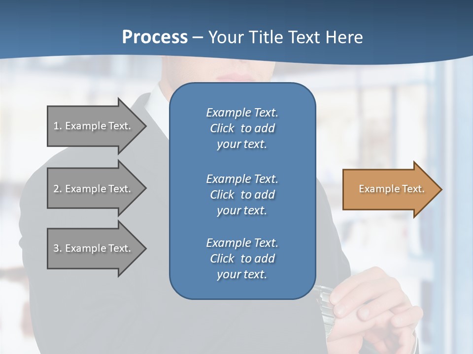 A Man In A Suit And Tie Standing In Front Of A Building PowerPoint Template