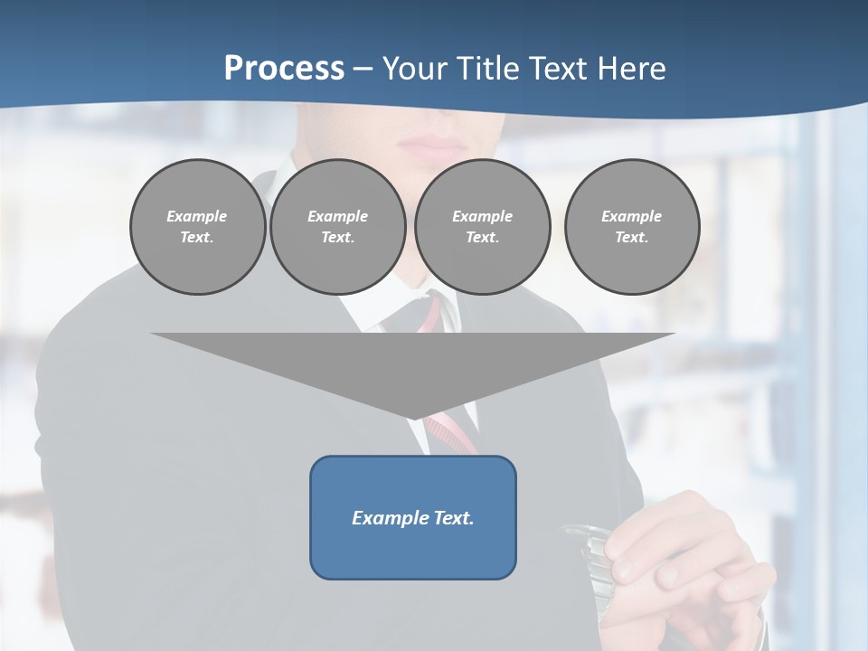 A Man In A Suit And Tie Standing In Front Of A Building PowerPoint Template