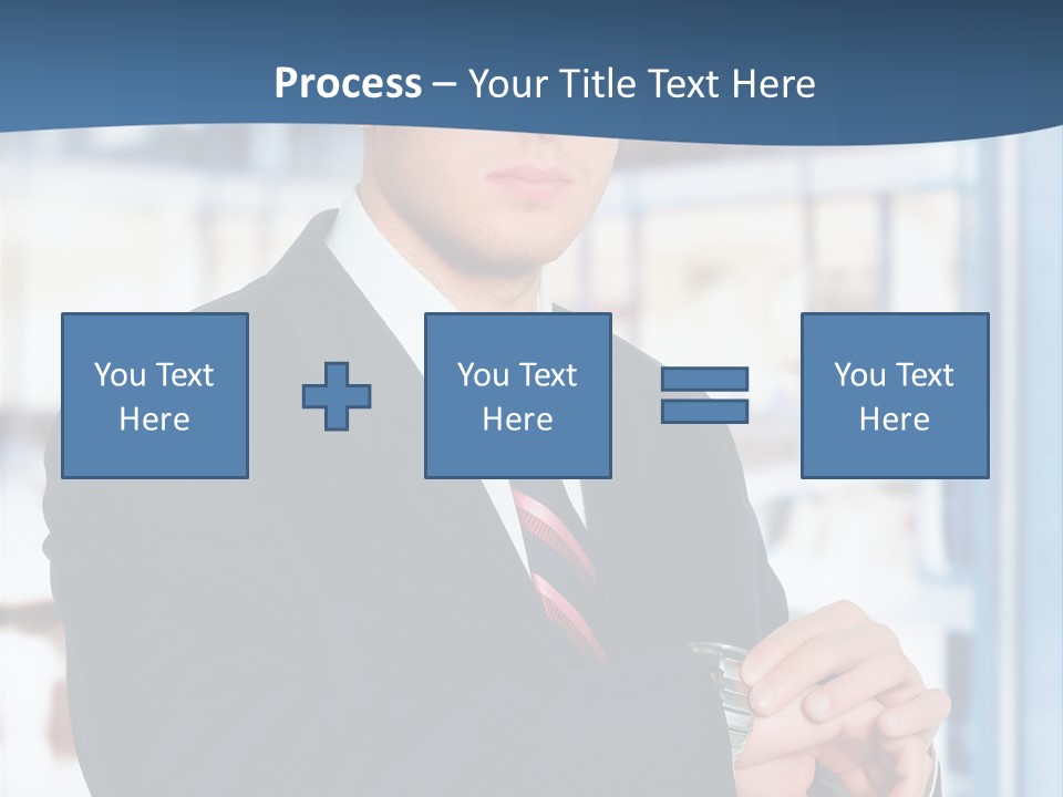 A Man In A Suit And Tie Standing In Front Of A Building PowerPoint Template