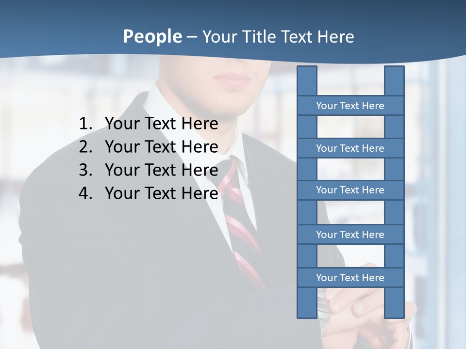 A Man In A Suit And Tie Standing In Front Of A Building PowerPoint Template