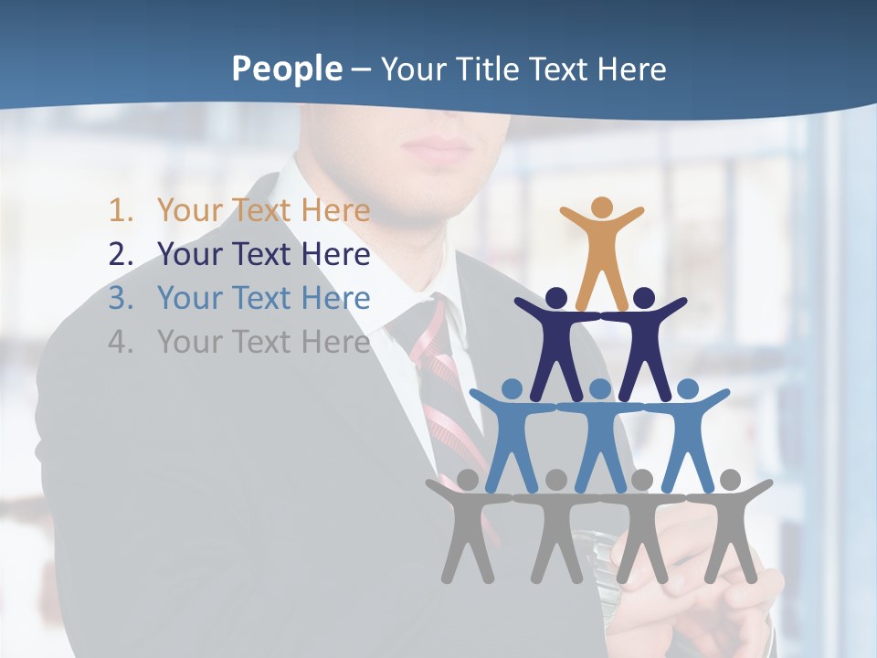 A Man In A Suit And Tie Standing In Front Of A Building PowerPoint Template