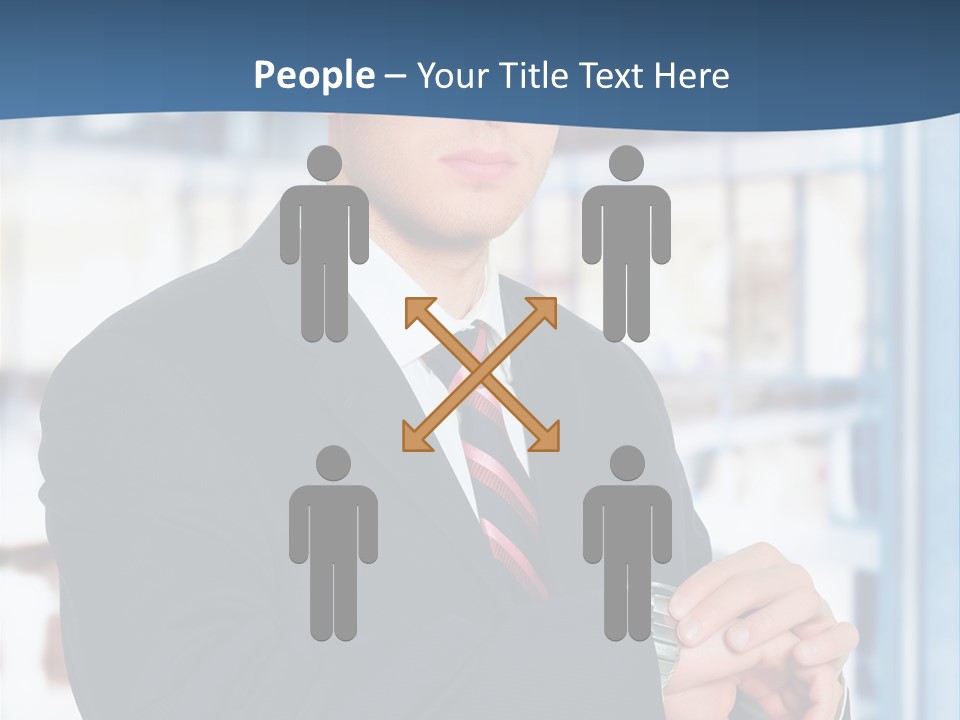 A Man In A Suit And Tie Standing In Front Of A Building PowerPoint Template