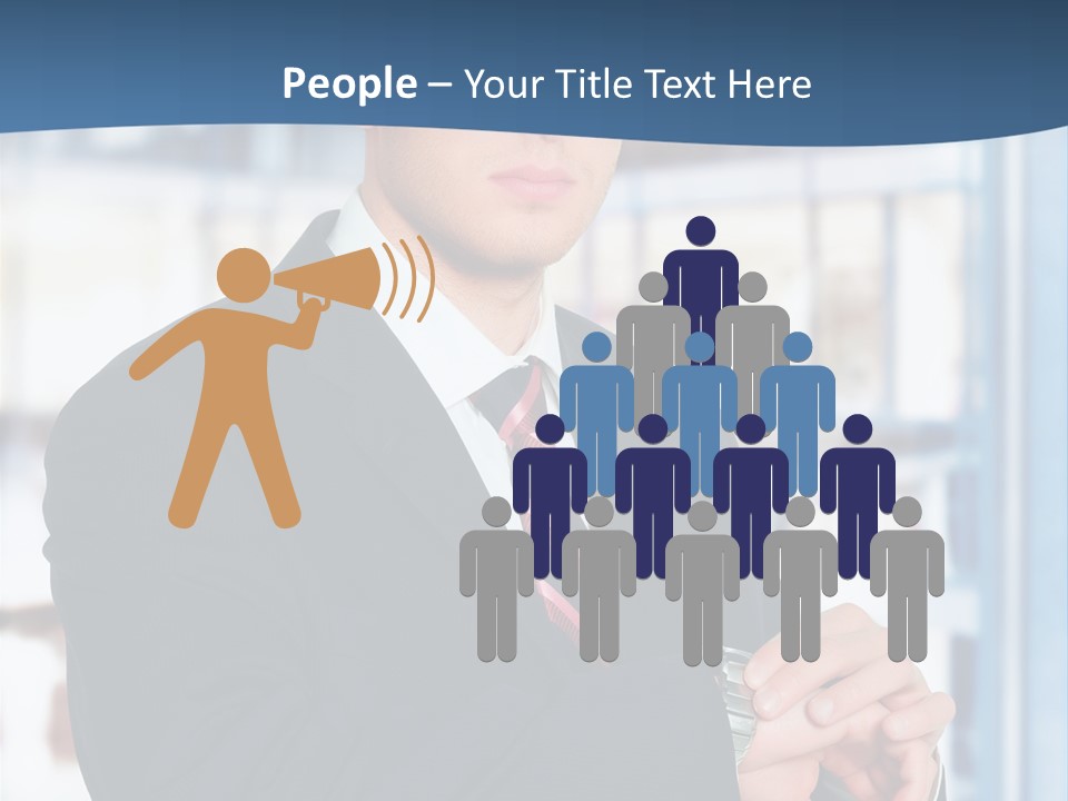 A Man In A Suit And Tie Standing In Front Of A Building PowerPoint Template