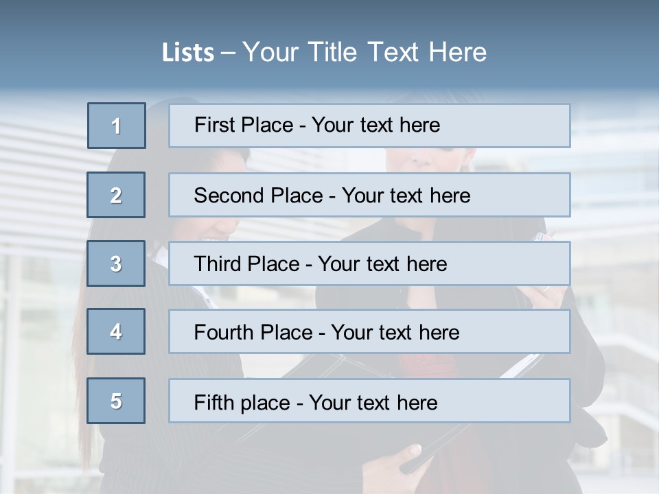 Two Women In Business Attire Looking At A Cell Phone PowerPoint Template