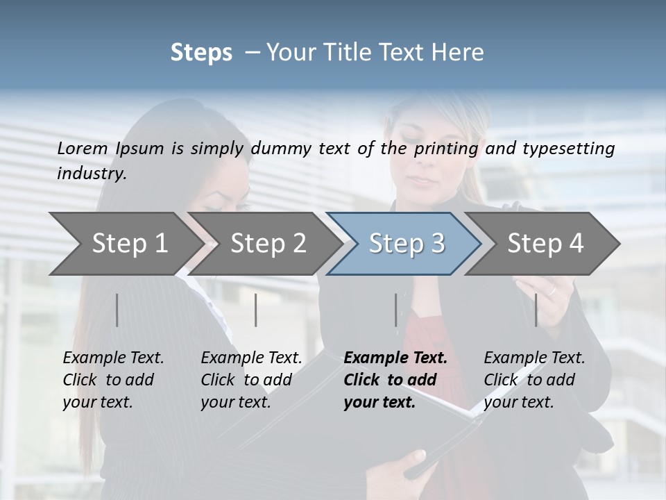 Two Women In Business Attire Looking At A Cell Phone PowerPoint Template