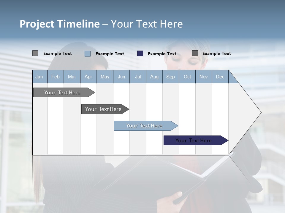 Two Women In Business Attire Looking At A Cell Phone PowerPoint Template