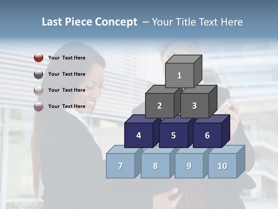 Two Women In Business Attire Looking At A Cell Phone PowerPoint Template