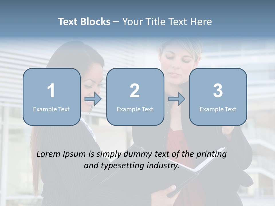 Two Women In Business Attire Looking At A Cell Phone PowerPoint Template