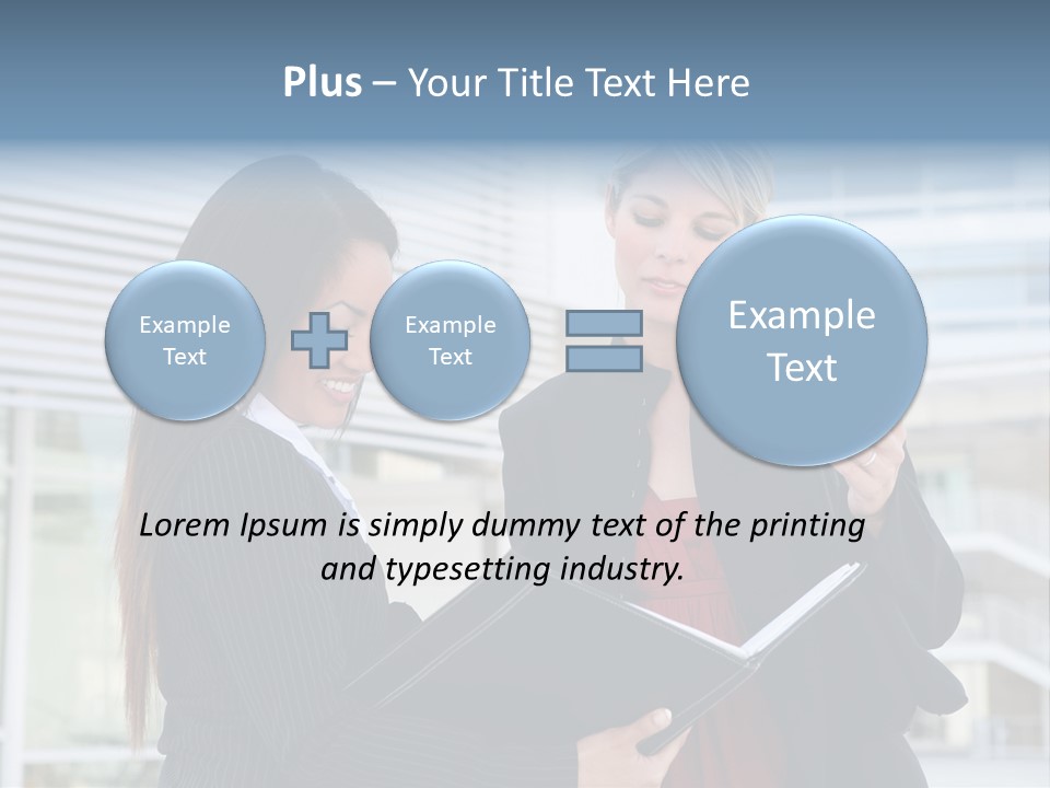 Two Women In Business Attire Looking At A Cell Phone PowerPoint Template