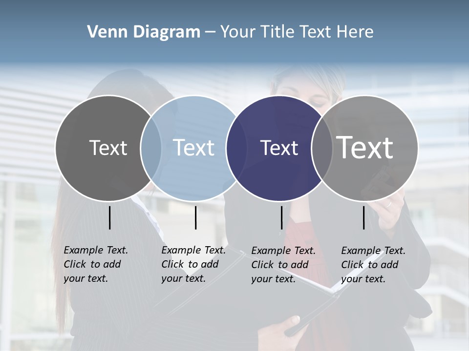 Two Women In Business Attire Looking At A Cell Phone PowerPoint Template