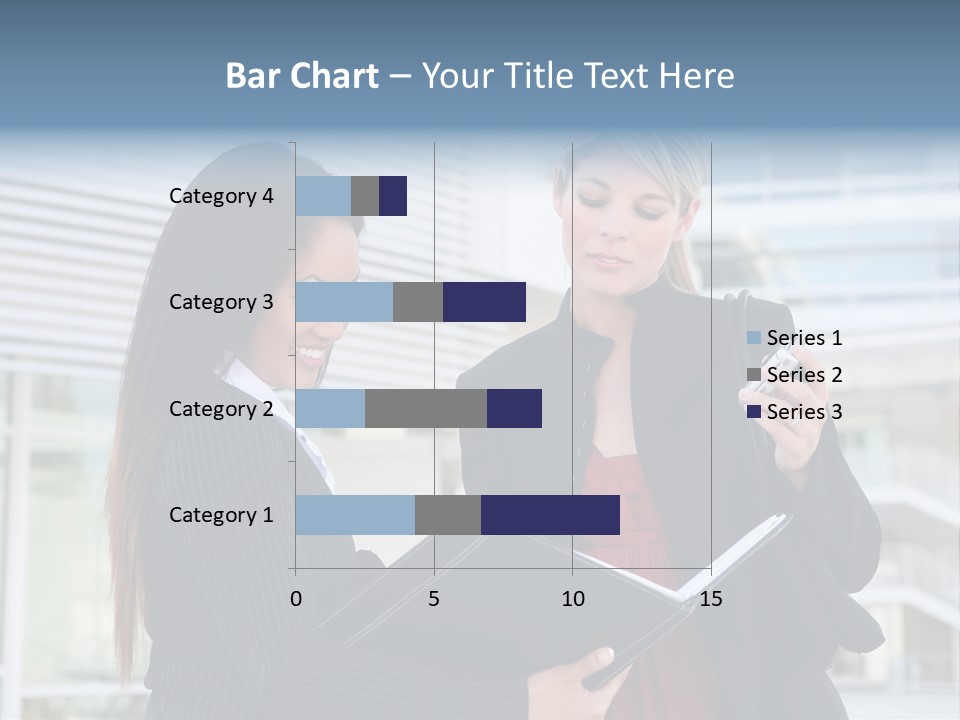 Two Women In Business Attire Looking At A Cell Phone PowerPoint Template