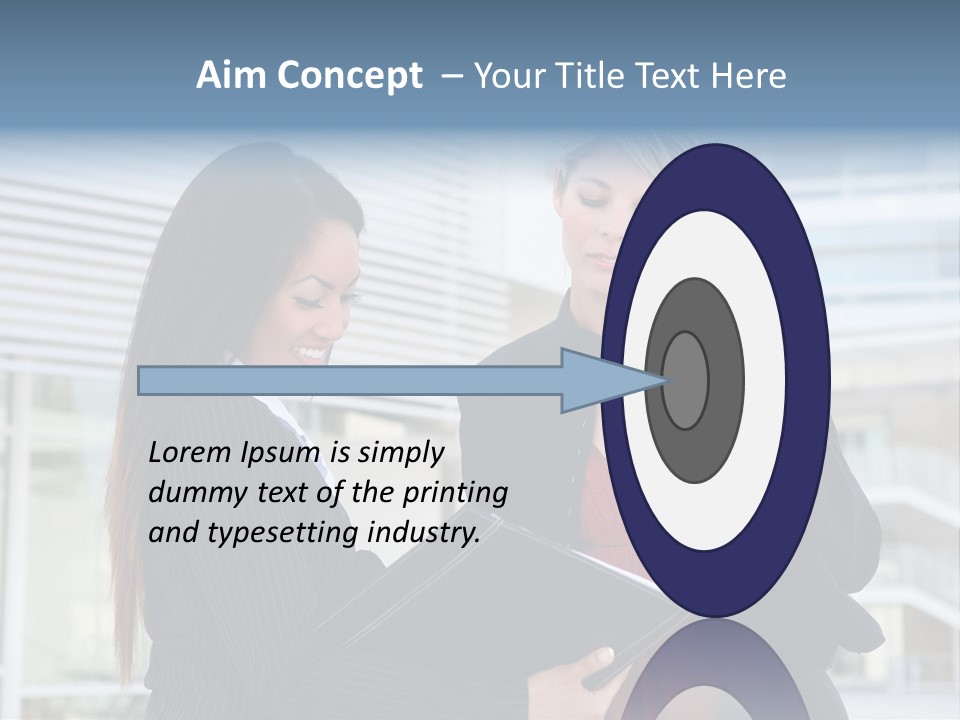 Two Women In Business Attire Looking At A Cell Phone PowerPoint Template